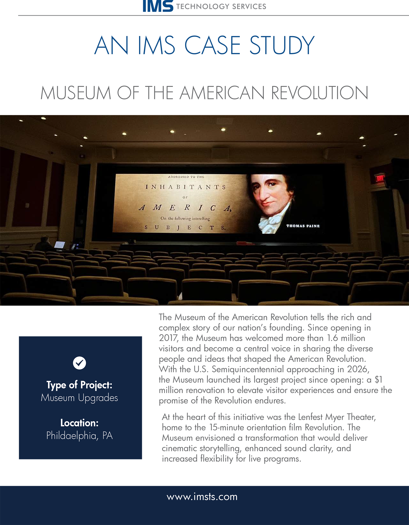 IMS Case Study - AV Renovations at the Museum of the American Revolution (Philadelphia, PA)